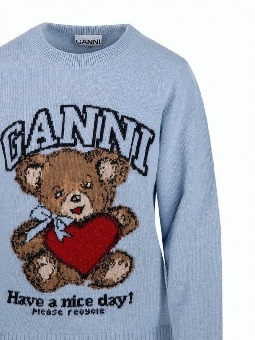 Ganni Light Blue Knit Sweater