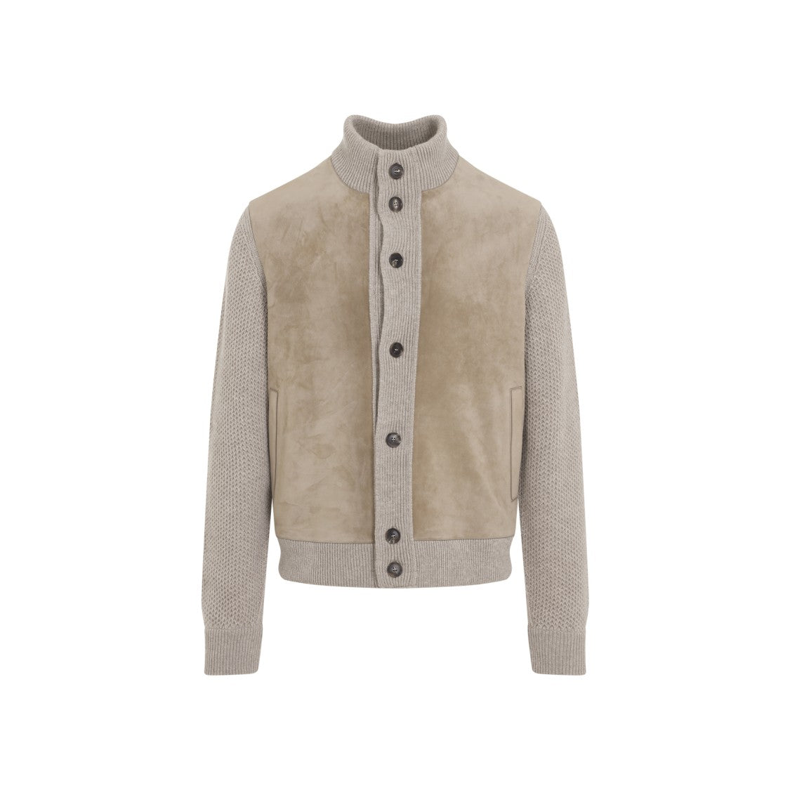 Zegna Beige Cashmere And Suede Casual Jacket