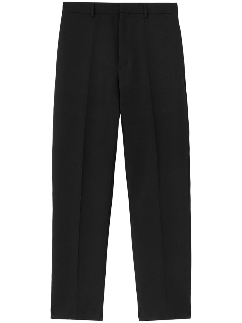 Jil Sander Black Tapered Wool Gabardine Trousers