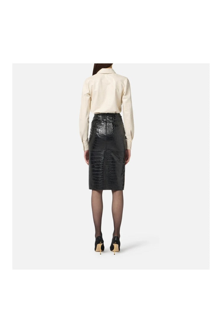 Elisabetta Franchi Milk Embossed Coconut-Print Leather-Effect Polyurethane Shirt