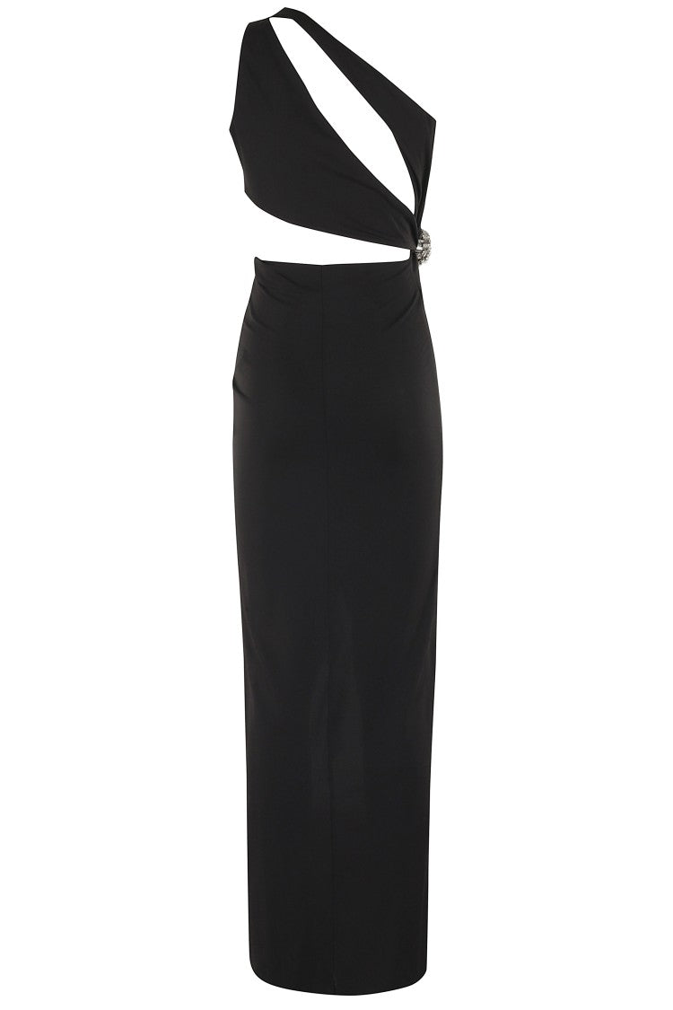Amen One-Shoulder Black Dress With Rhinestone Details