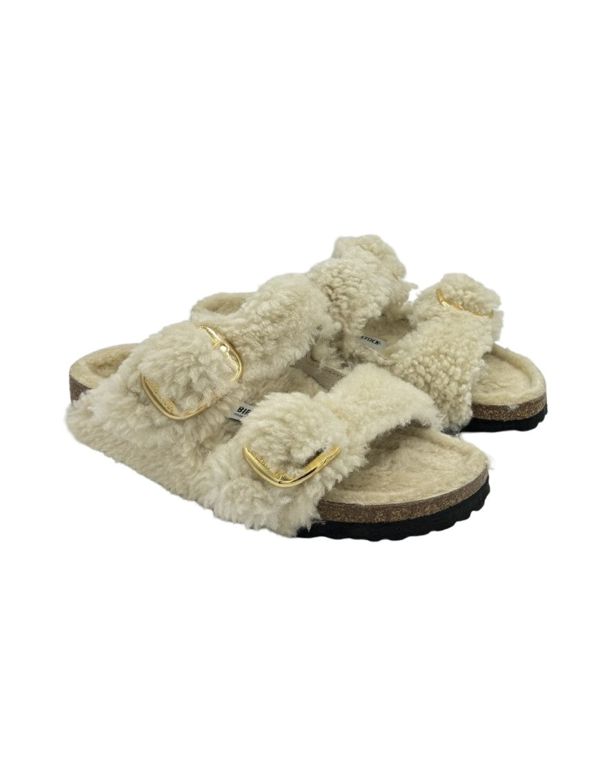 Birkenstock Arizona Big Buckle Shearling Teddy Sandals – Cream