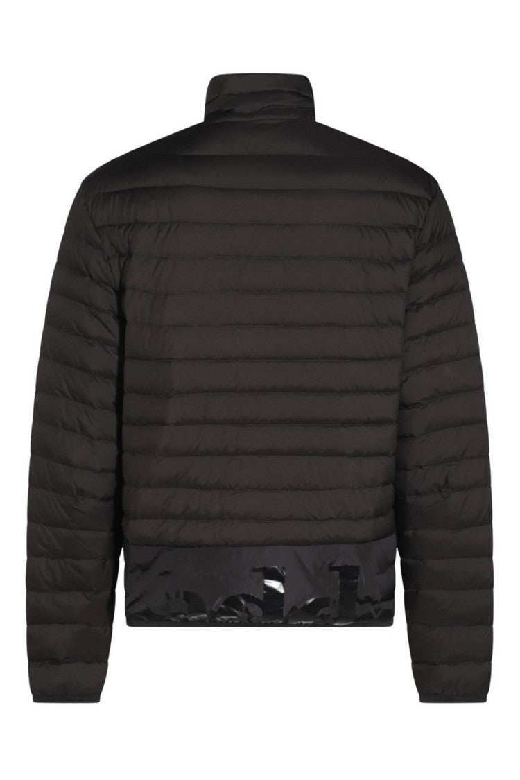 Add Black Nylon Zip-Up Bomber Jacket