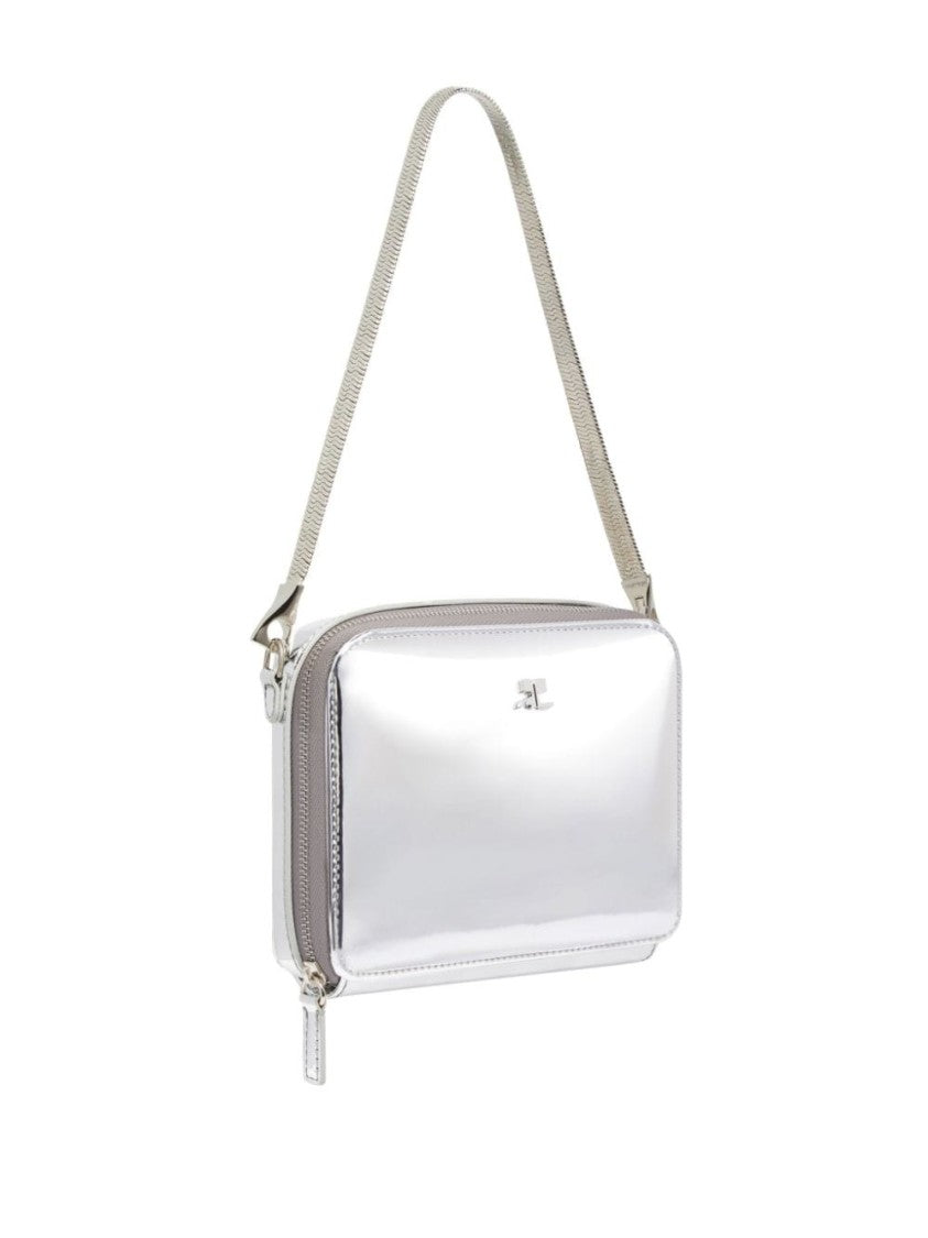 Courrèges Silver-Tone Mirrored Finish Handbag
