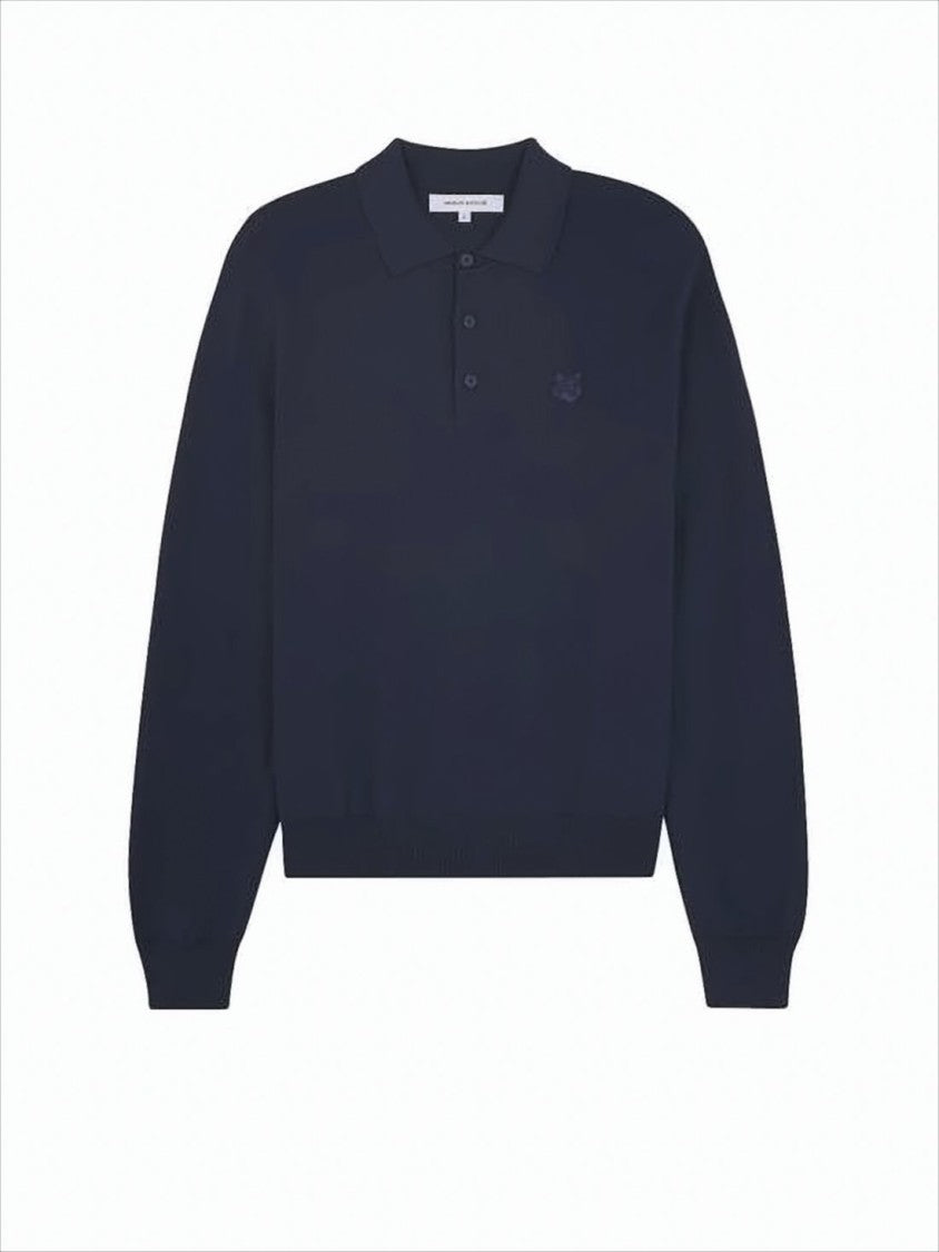Maison Kitsuné Polo Collar Long-Sleeve Knit Sweater