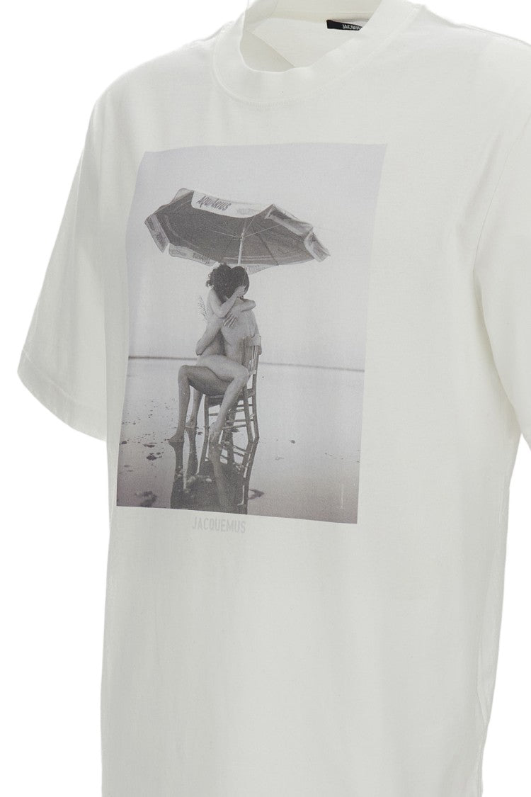 Jacquemus Textured Organic Cotton And Hemp Jersey T-Shirt With Vintage Print