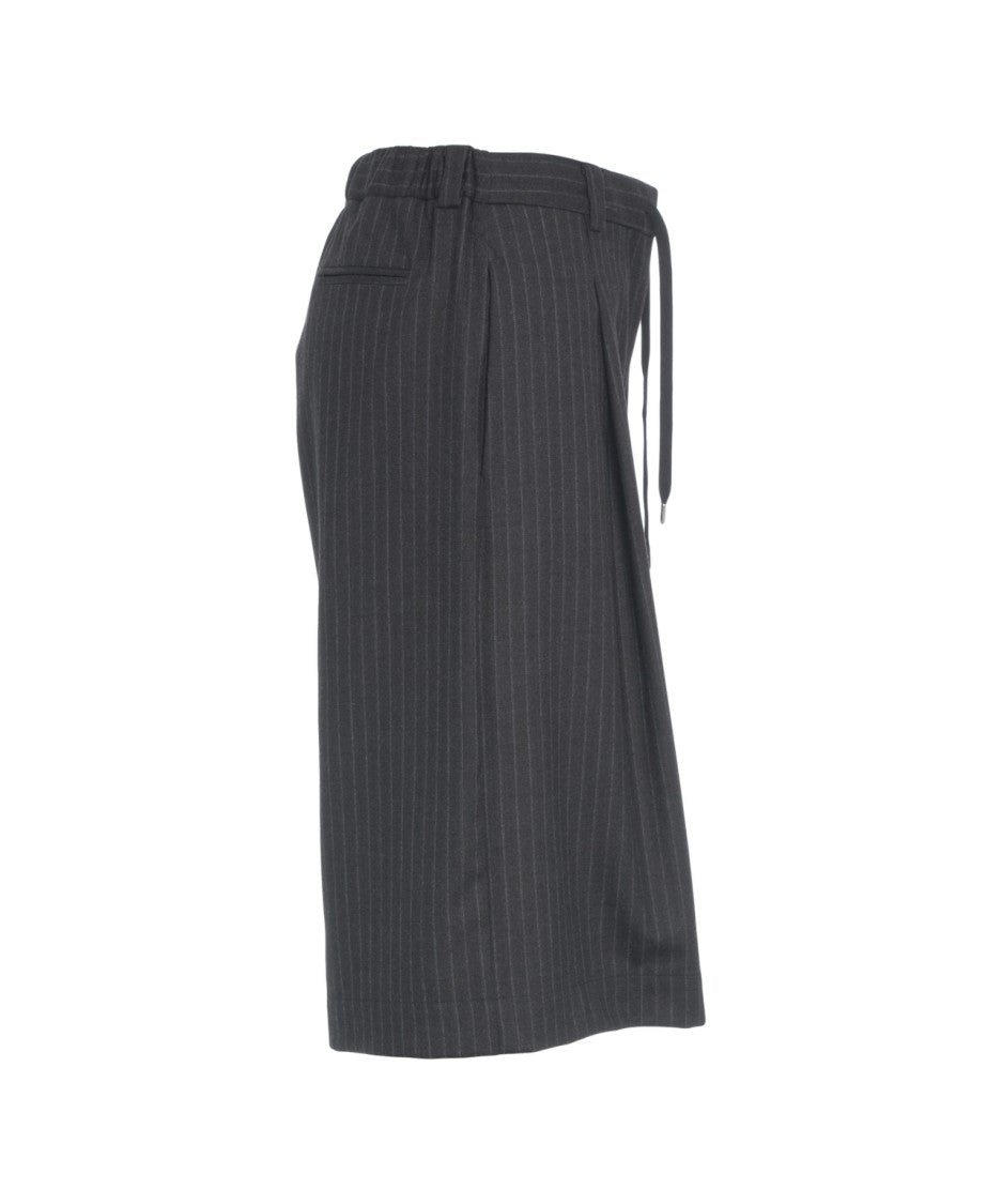 Jucca Pinstripe Wide-Leg Bermuda Shorts With Adjustable Drawstring