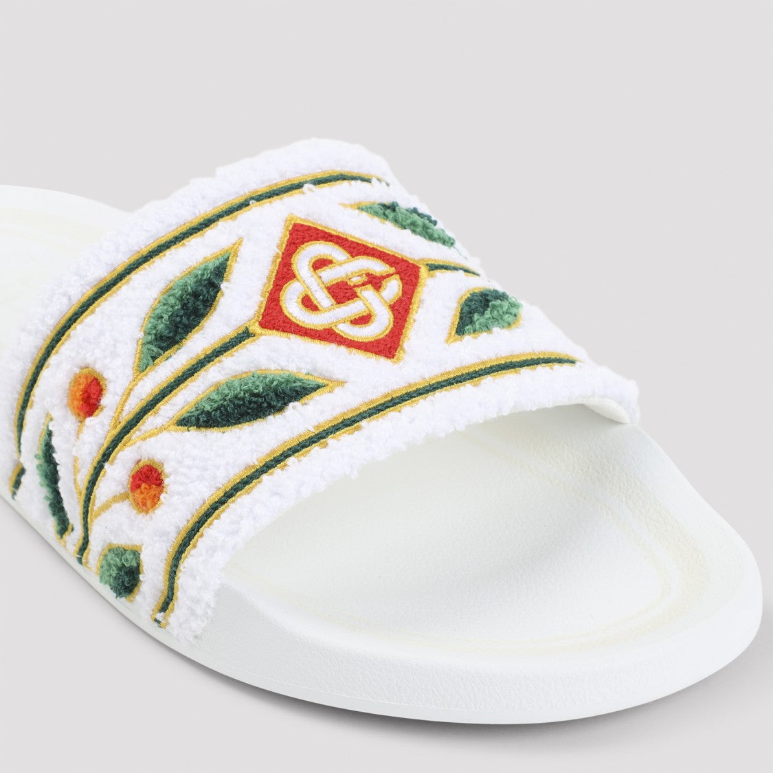 Casablanca Embroidered Terry White Sandals