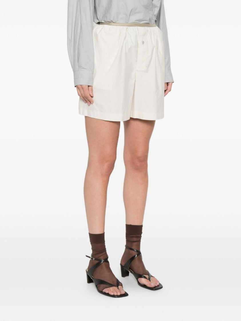 Lemaire White Minimalistic Contrast Trim Shorts