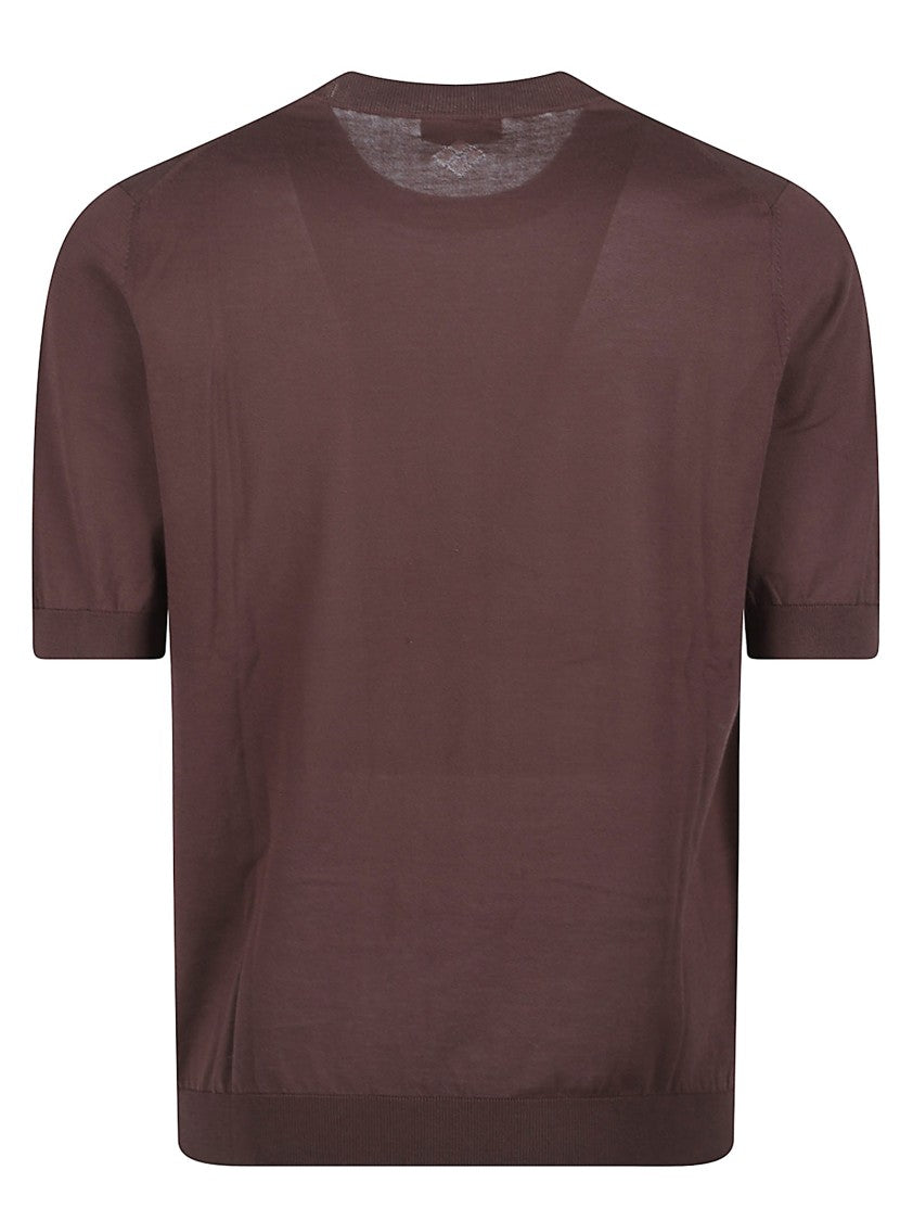 Ballantyne Short Sleeve Brown Cotton Top