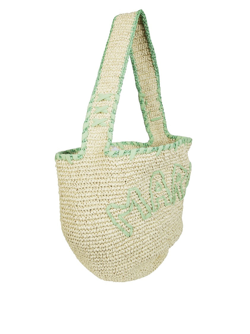 Marni Woven Shoulder Bag With Rounded Silhouette And Mint Green Accents