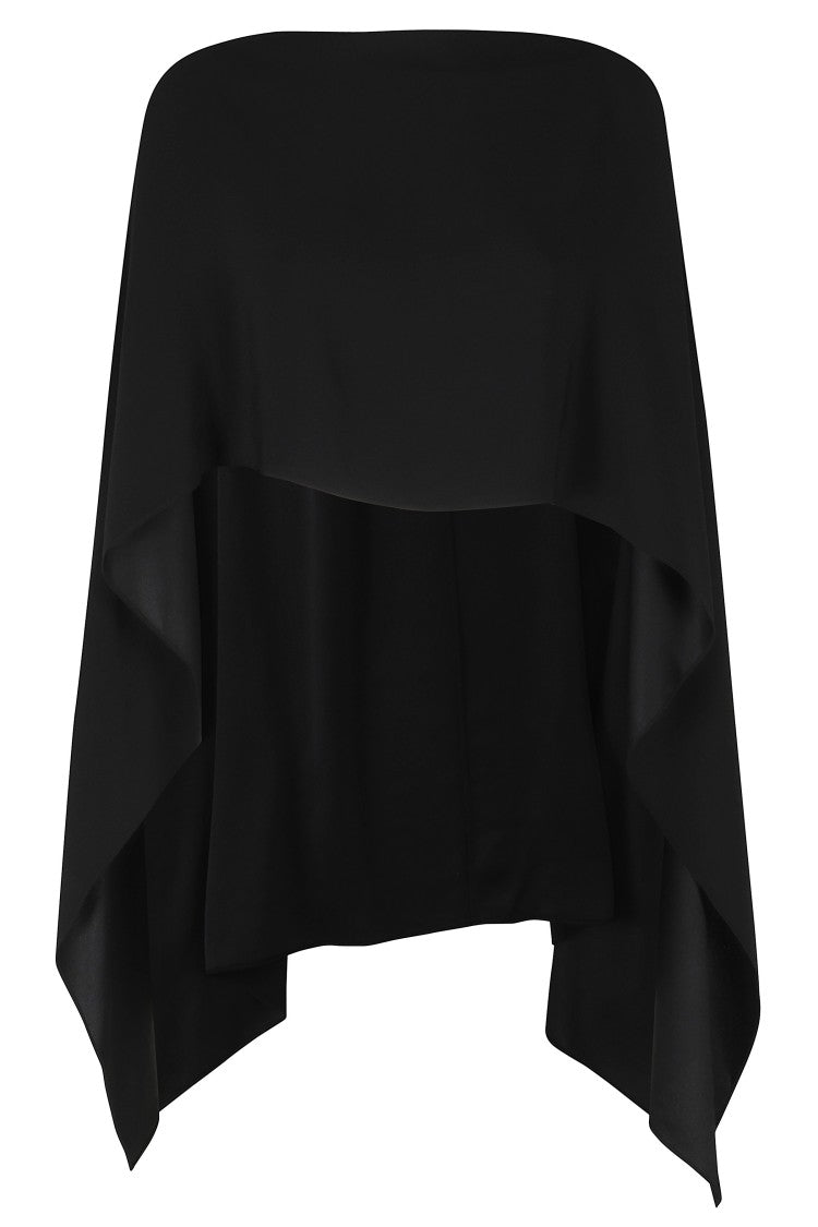 Alberta Ferretti Black Asymmetrical Hem Viscose Cape