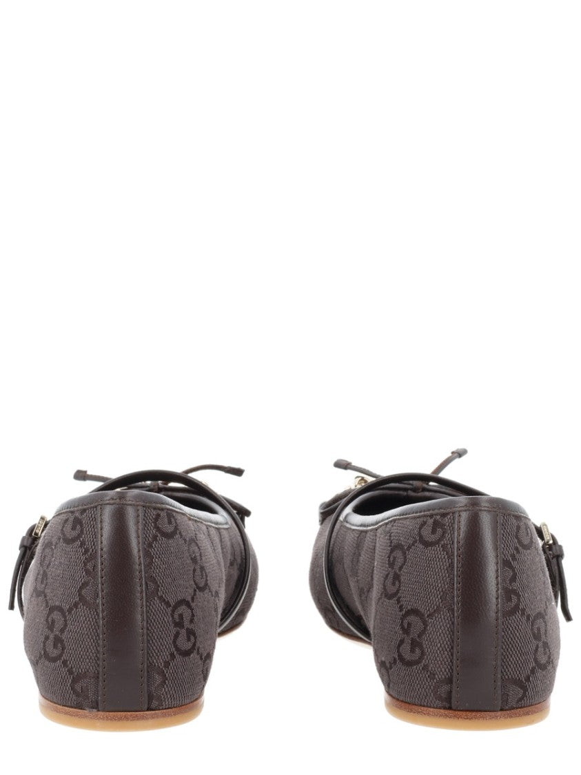 Gucci Monogram Canvas Square-Toe Ballet Flats