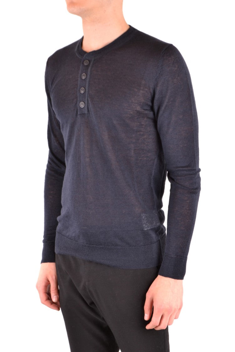 Woolrich Lightweight Linen Sweater With Buttoned Neckline