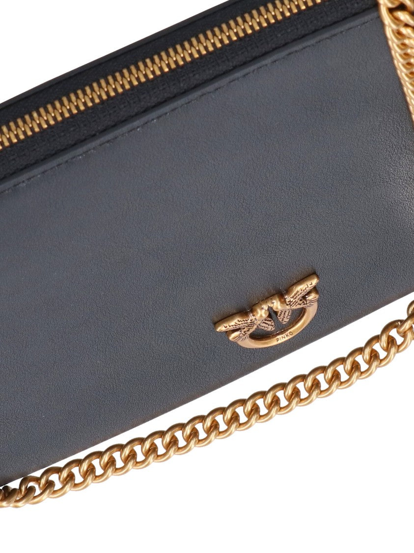 Pinko Shoulder Bag In Smooth Black Leather