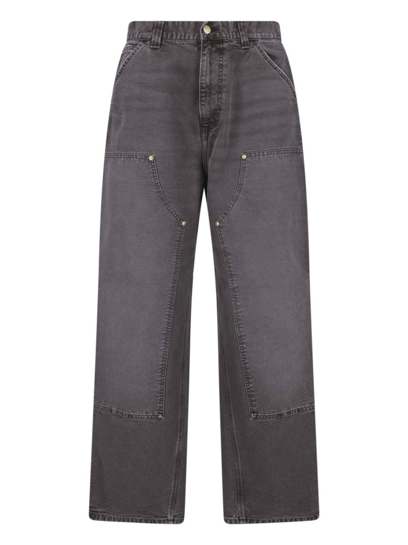 Carhartt Wip Brown Og Double Knee Organic Cotton Denim Wide-Leg Pants