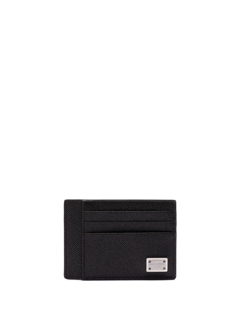 Dolce & Gabbana Textured Black Calf Leather Card Holder