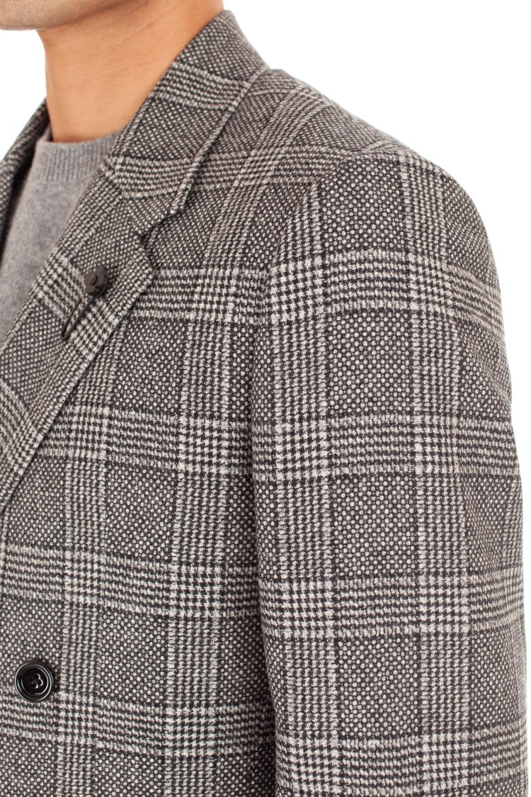 Lardini Double-Breasted Check Wool-Cashmere Jacket