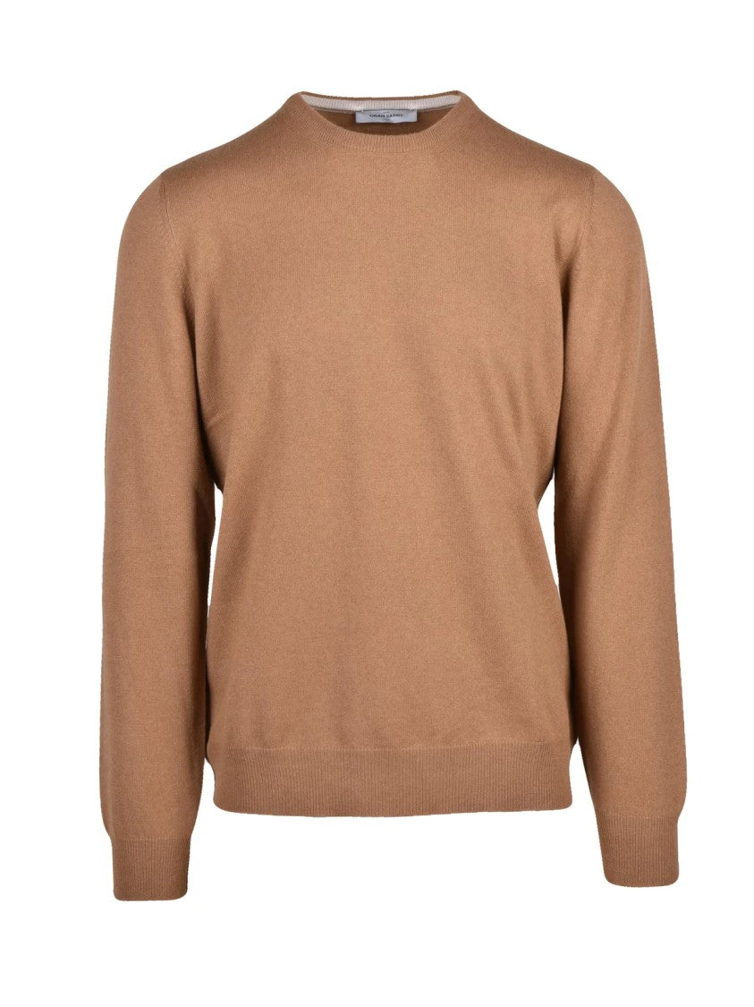 Gran Sasso Beige Wool-Blend Crewneck Sweater