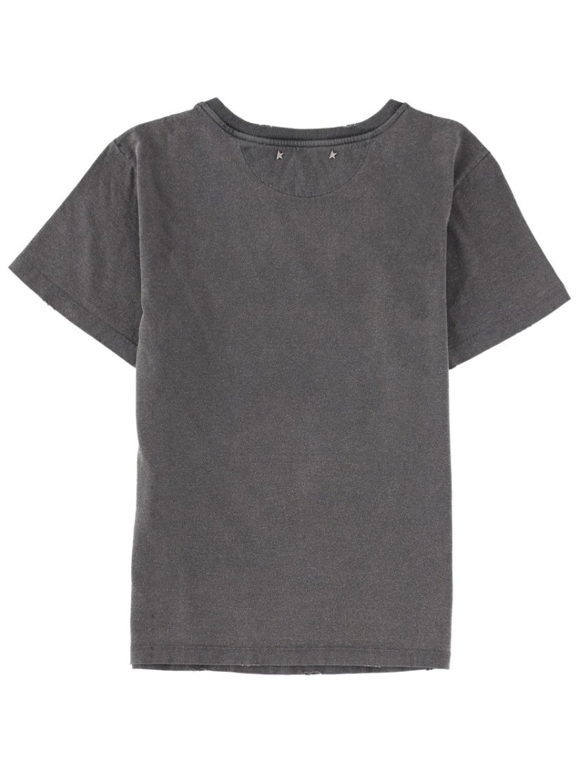 Golden Goose Faded Black Tonal Logo Cotton T-Shirt