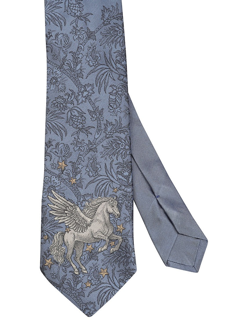 Etro Floral Pegasus Pattern Silk Tie