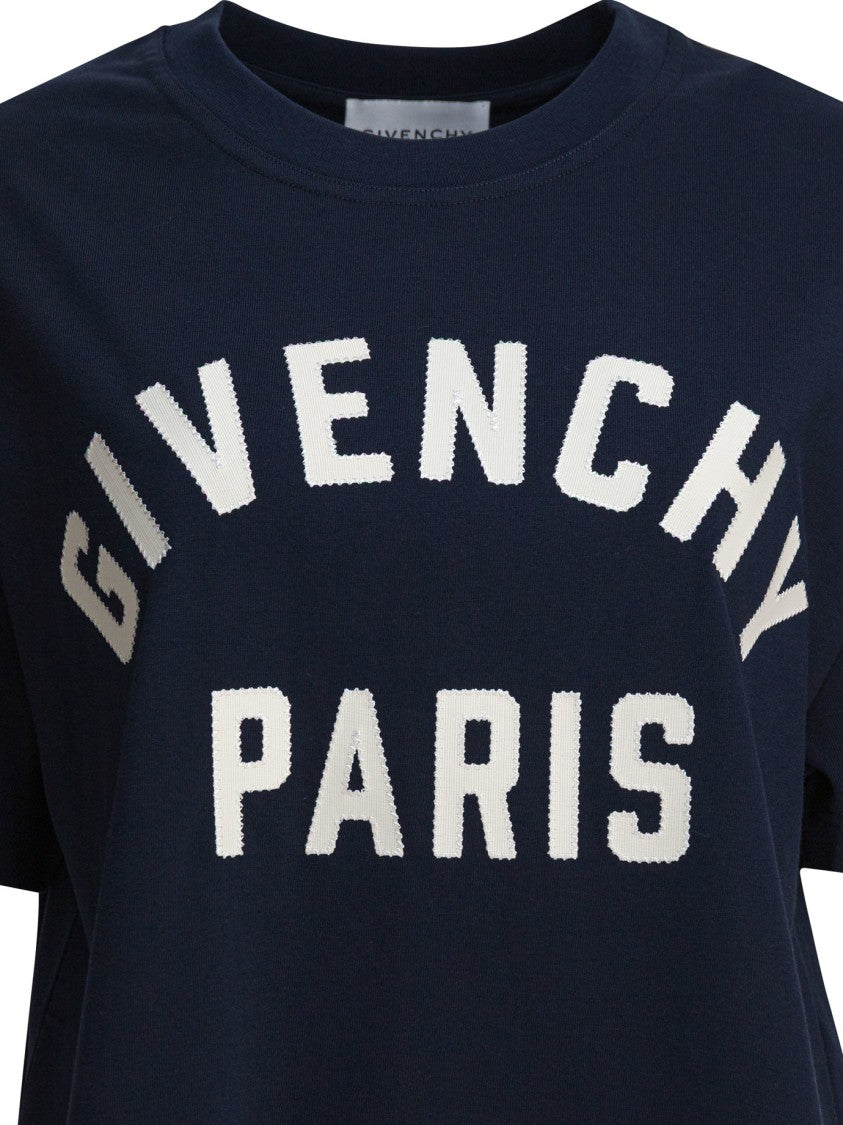 Givenchy Boxy Cotton T-Shirt With Contrasting Paris Logo