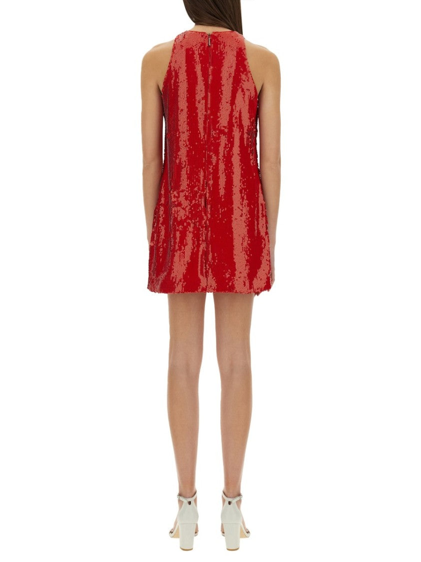 Msgm Red Sequined Dress