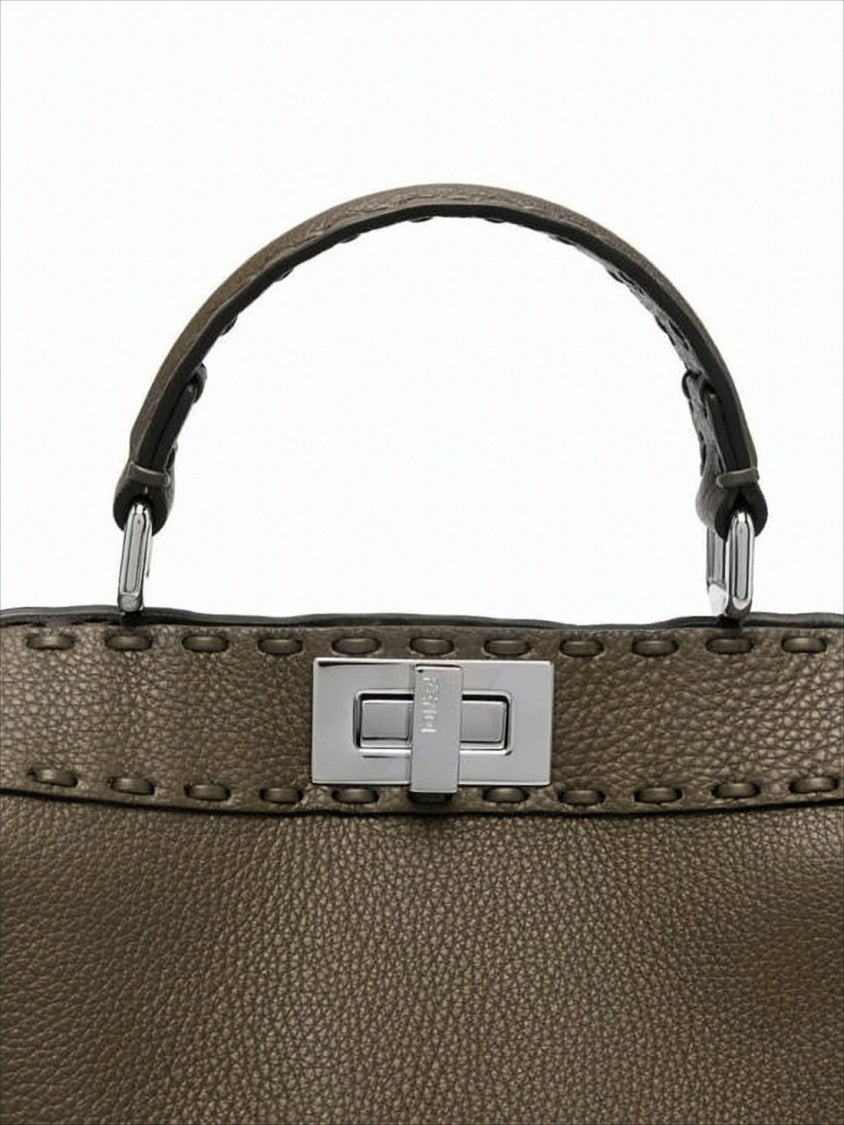 Fendi Trapezoidal Structured Shoulder Bag In Textured Leather