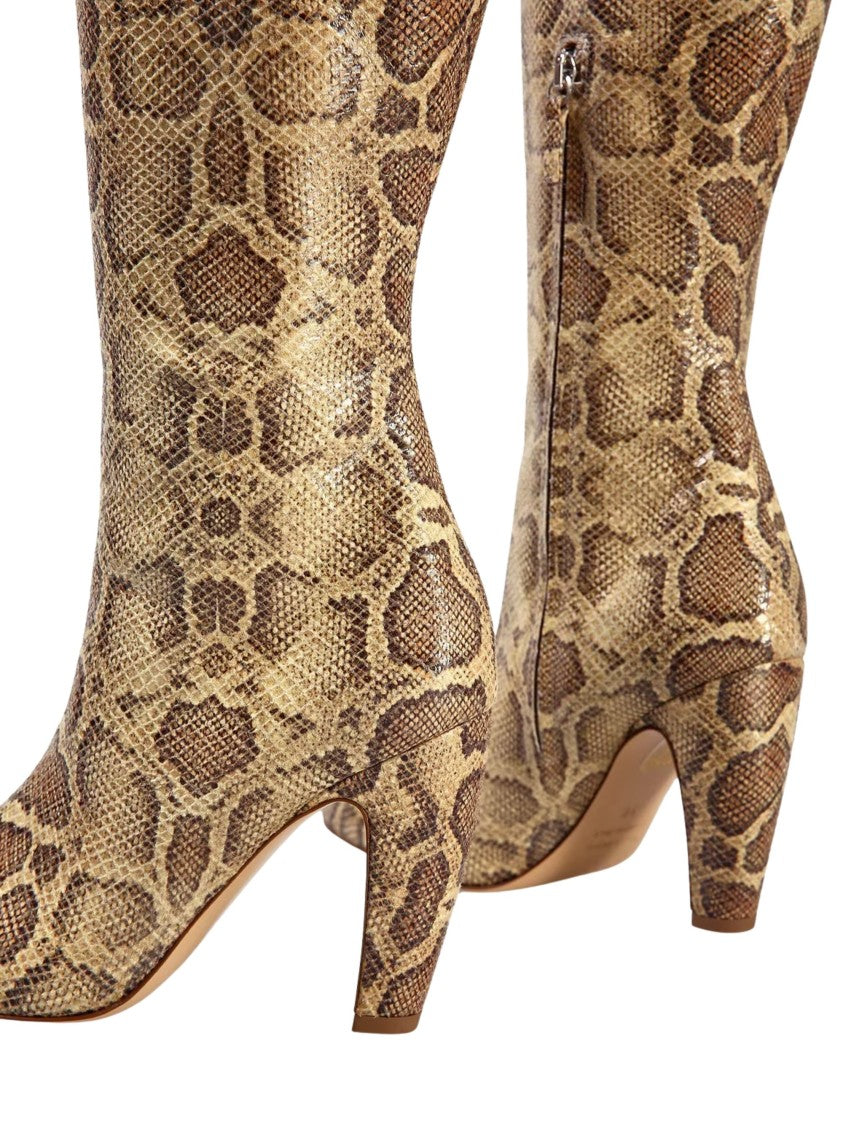 Gia Borghini Textured Snakeskin Pattern Tall Boots With Pointed Toe