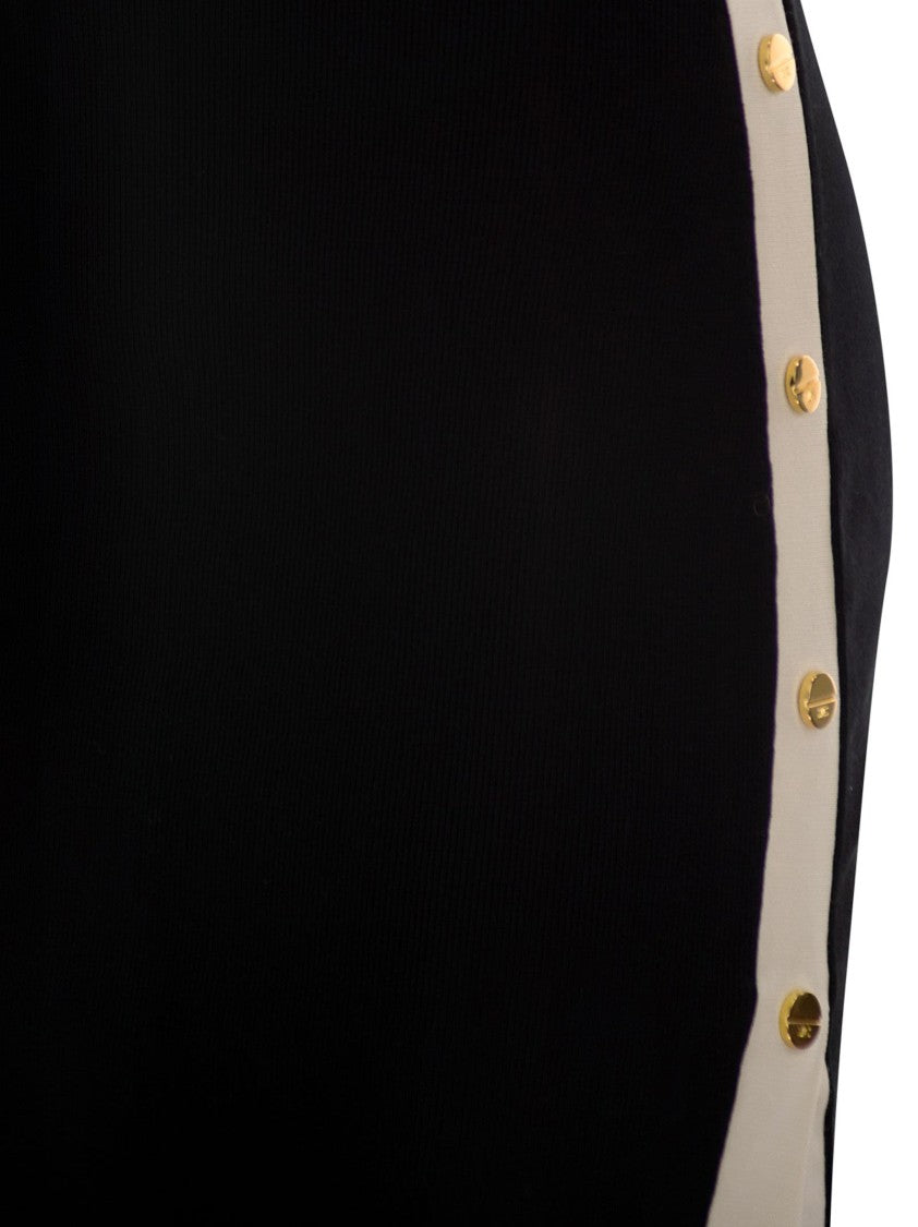 Elisabetta Franchi Fitted Midi Dress With Shiny Viscose Bands