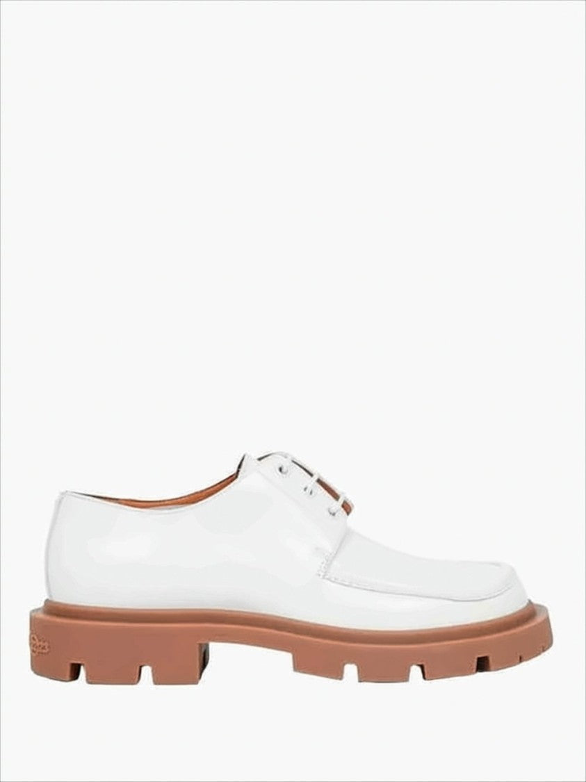 Maison Margiela Sleek White Leather Lace-Up Shoes With Chunky Sole