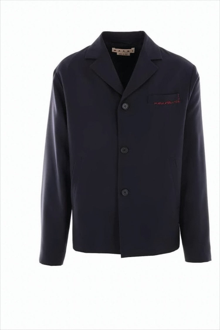 Marni Cropped Tailored Suit Jacket With Notched Lapel And Subtle Stitching