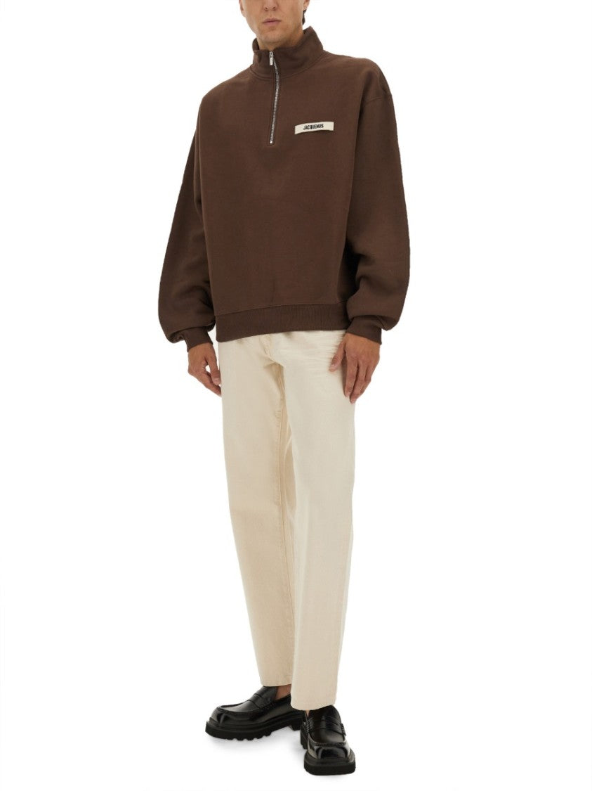 Jacquemus Grosgrain Sweatshirt With Turtleneck And Half-Zip Closure