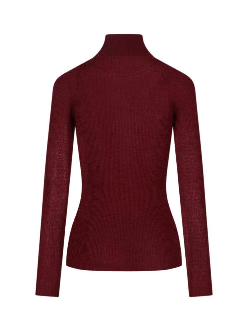 Sa Su Phi Ribbed Cashmere-Silk Sweater With High Neckline And Fitted Silhouette