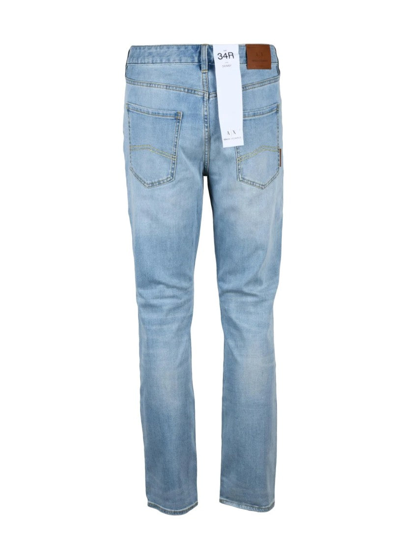 Armani Exchange Light Blue Cotton Polyester Elastane Skinny Jeans