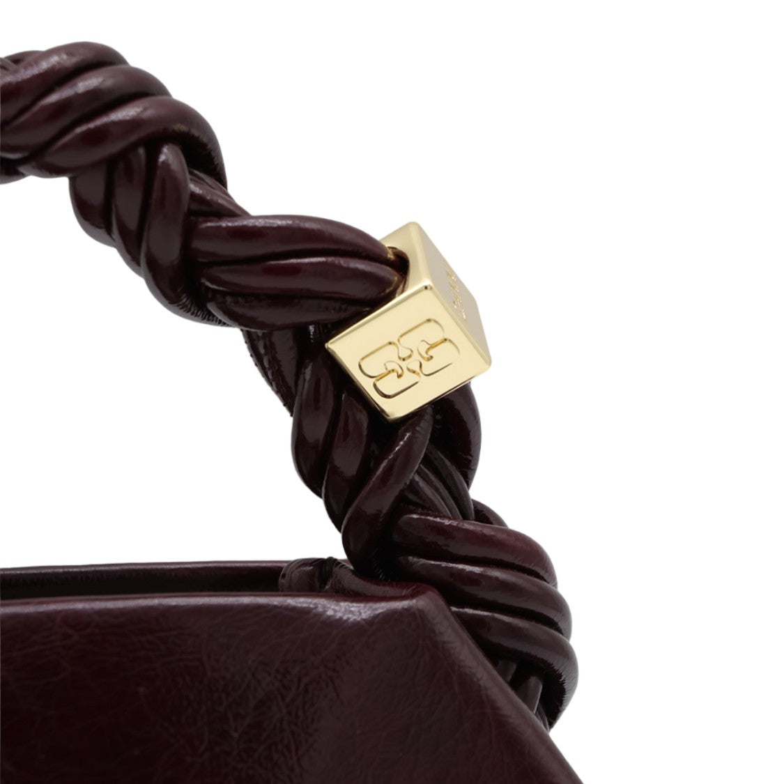 Ganni Geometric Twisted Handle Glossy Handbag