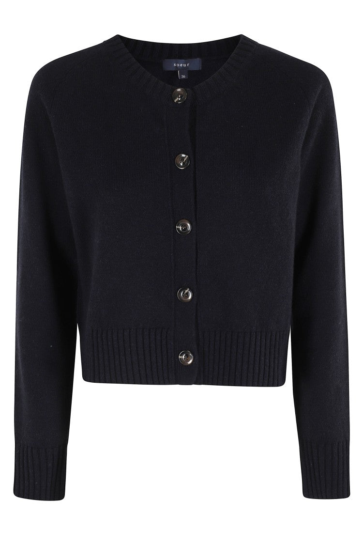 Soeur Virginia Cropped Navy Cardigan