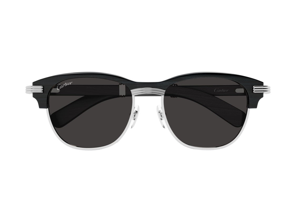 Cartier Ct0656s Bold Rounded Wood Metal Sunglasses