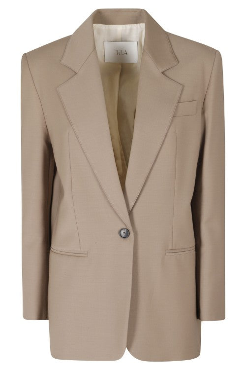Tela Taupe Poly-Wool Structured Diver Jacket