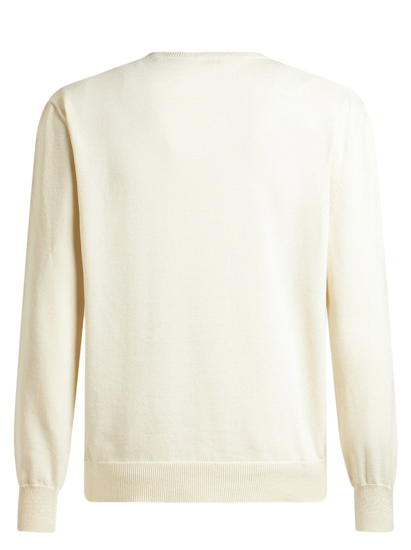 Etro Perforated Ivory Cotton Knit Sweater