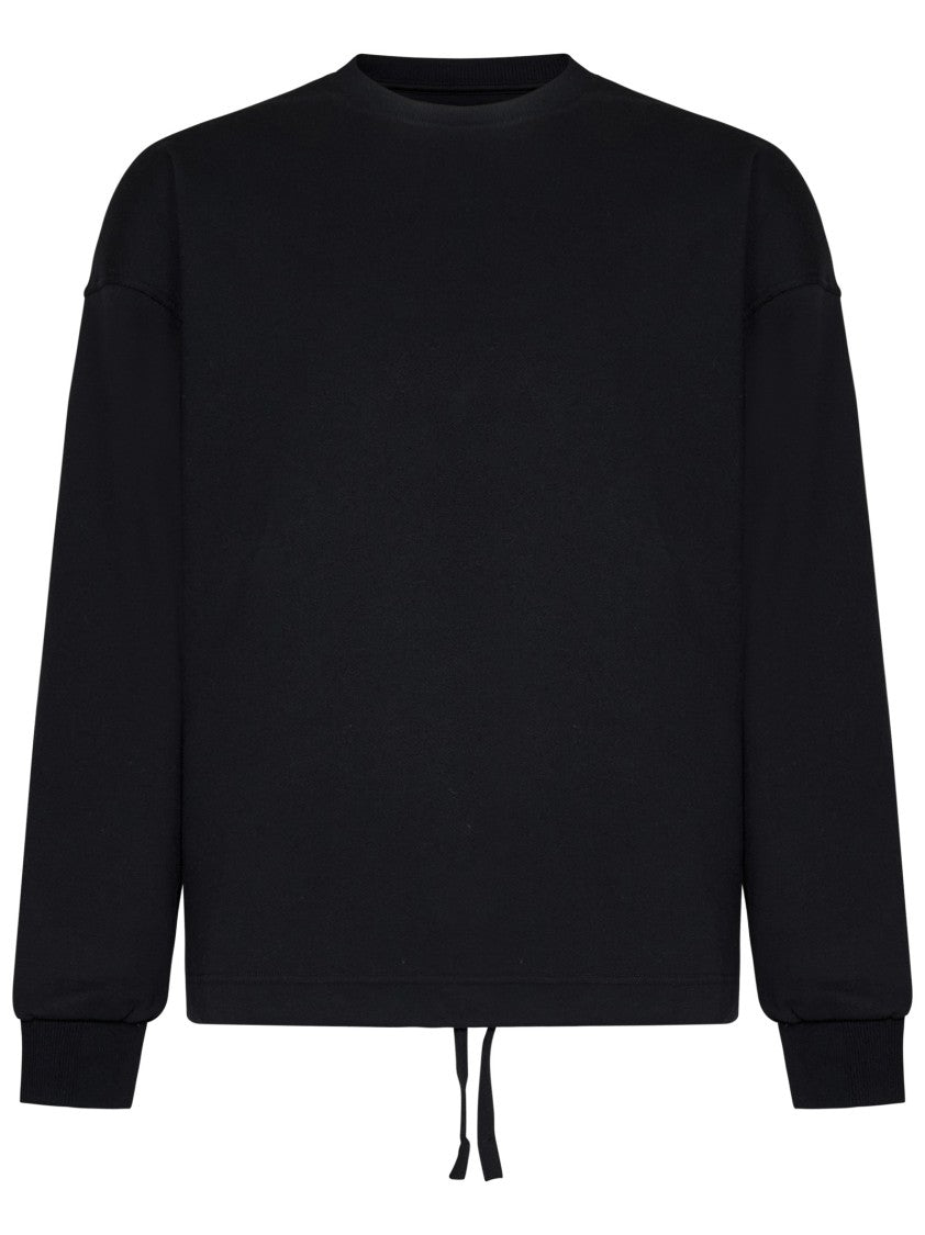 Zegna Relaxed Fit Black Sweater With Drawstring Hem