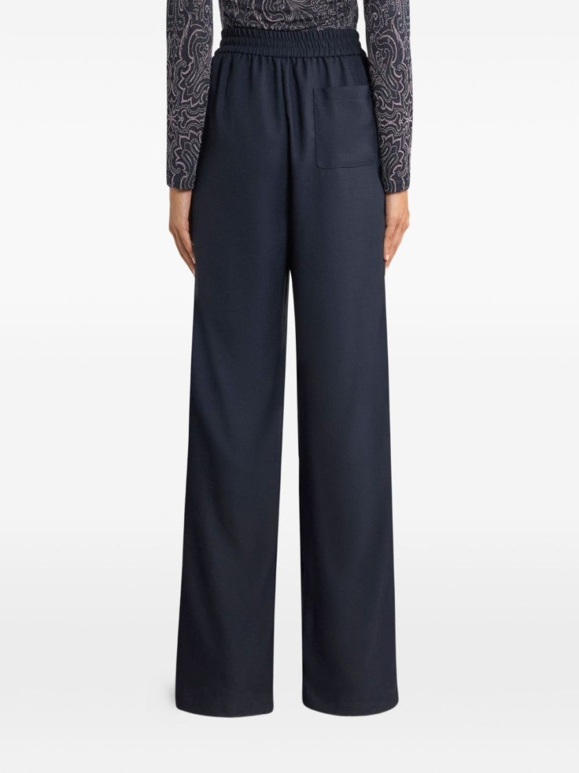 Etro Floral Print Drawstring Pants Midnight Blue