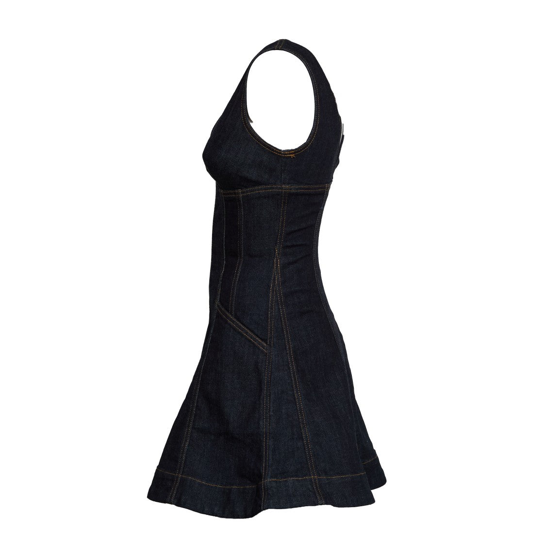 Self-Portrait Indigo Denim Mini Dress With Flared Hem