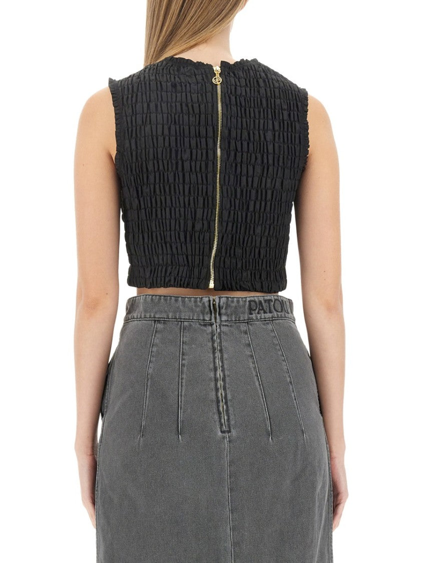 Patou Textured Crinkled Cropped Top
