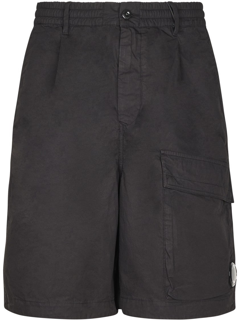 C.P. Company Boxy Black Shorts With Functional Lens Detailing