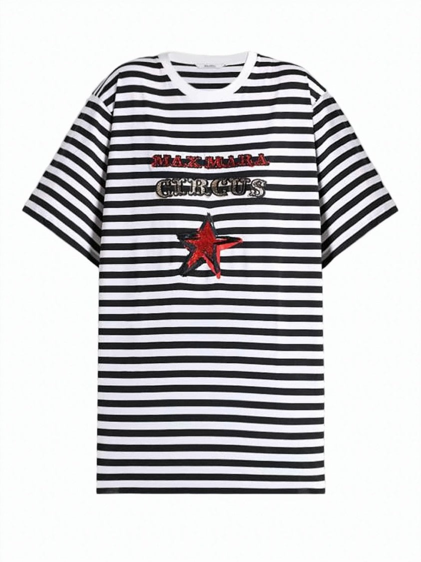 Max Mara Short-Sleeved Striped T-Shirt With Bold Graphic Elements