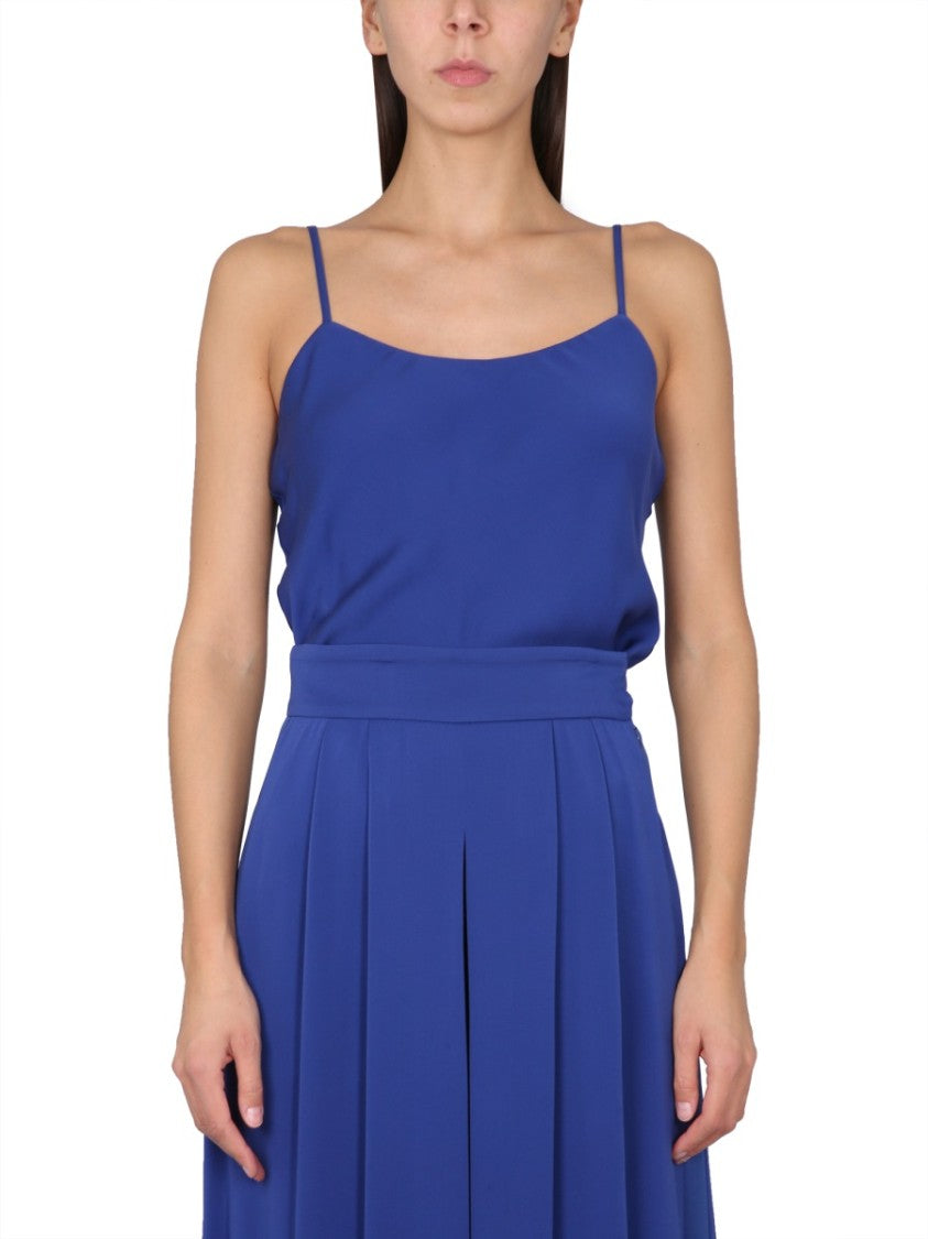 Max Mara Silk Charmeuse Tuxedo Top With Epaulettes