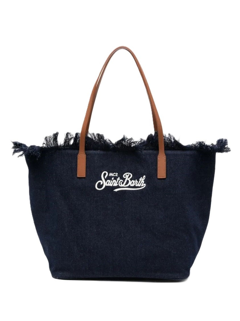 Mc2 Saint Barth Large Tote Bag With Frayed Edges