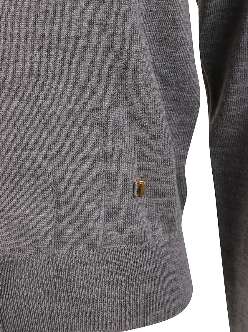 Moschino Button-Down Grey Sweater With Cut-Out Detail