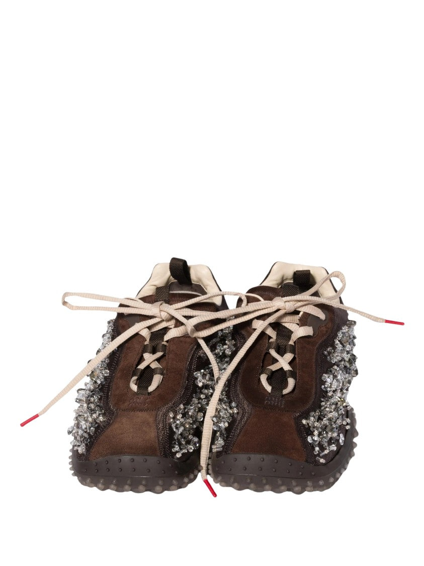 Miu Miu Crystal Embroidery Technical Fabric Bubble Sneakers